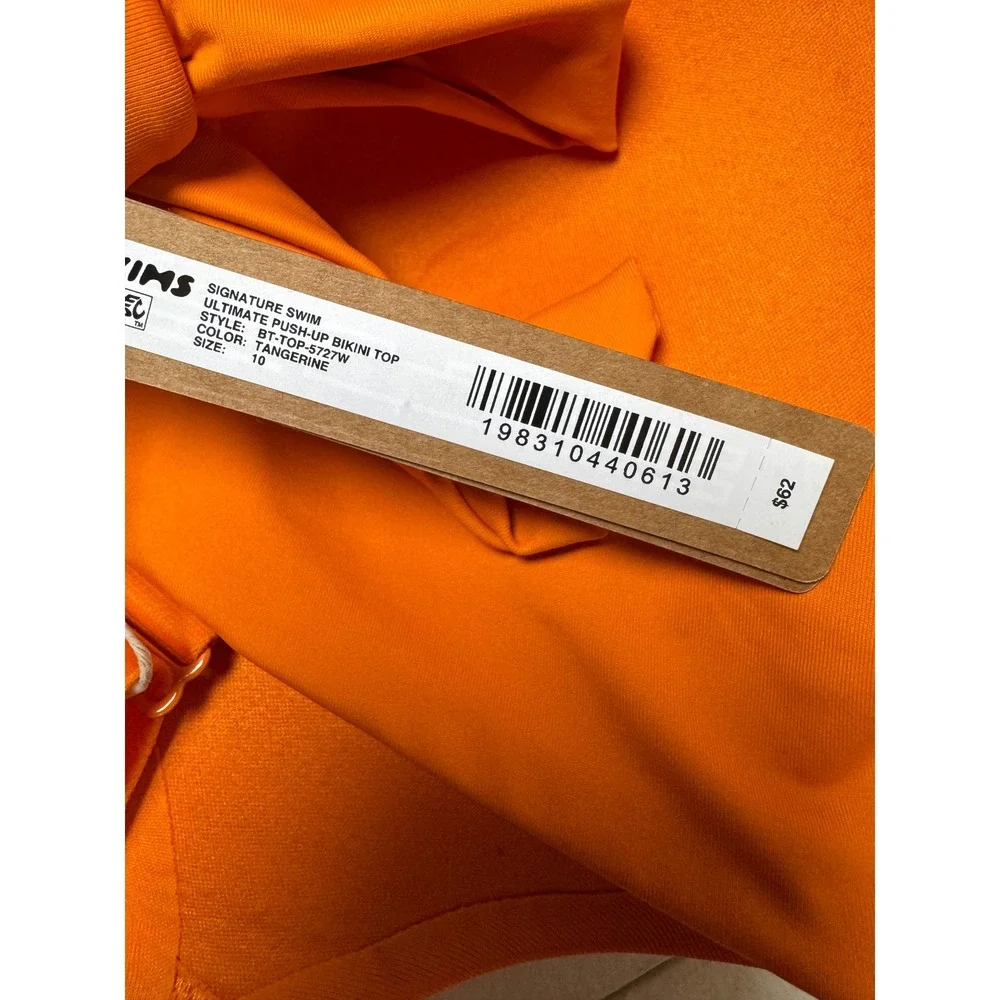 SKIMS Signature Swim Ultimate Push-Up Bikini Top Tangerine Orange Size 10 (L)NEW